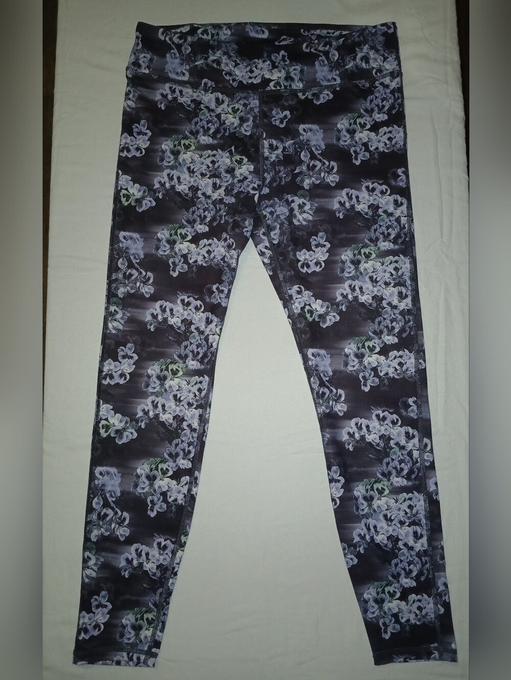 Fabletics Black and Purple Floral High-Rise Leggings